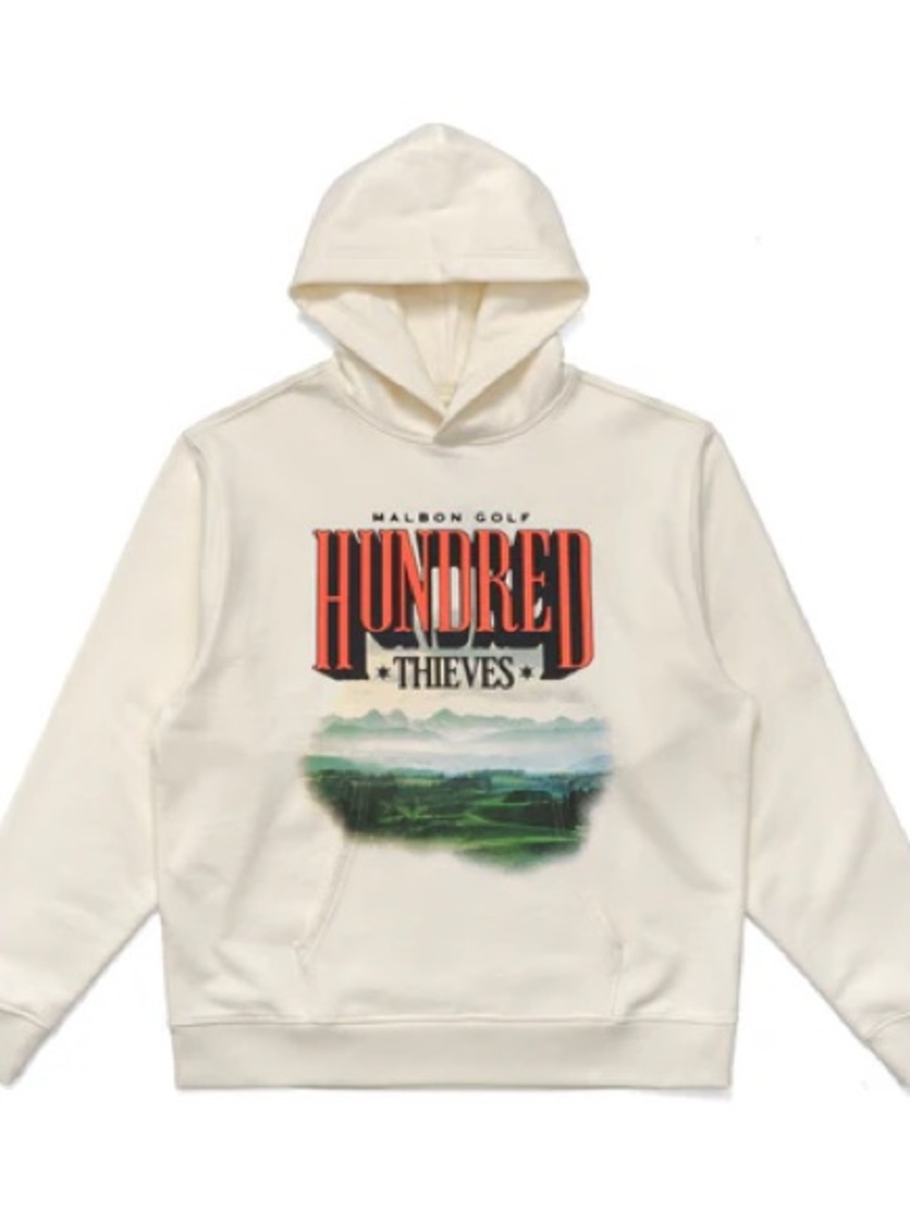 Hundred Thieves Cream Graphic Crewneck Hoodie